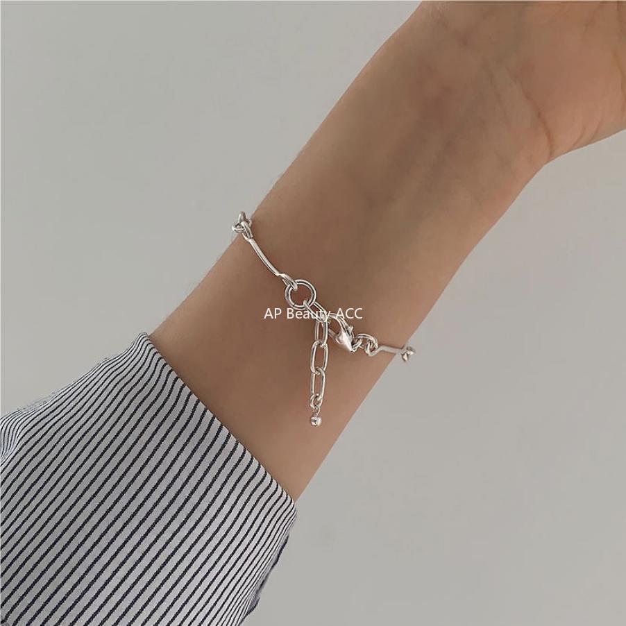 F관 - 925 실버 얇은 연결 라인 디자인 팔찌 [A335] 25.10-4