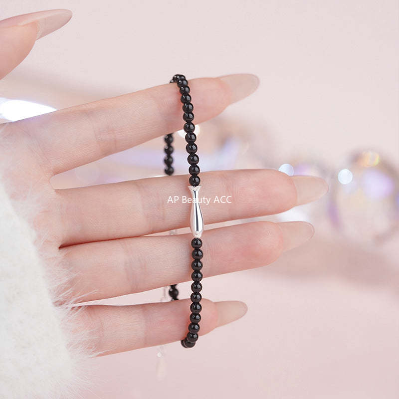 B관 - 999 실버 물고기 흑요석 비즈 팔찌 [YC5314SL_1] 25.10-5