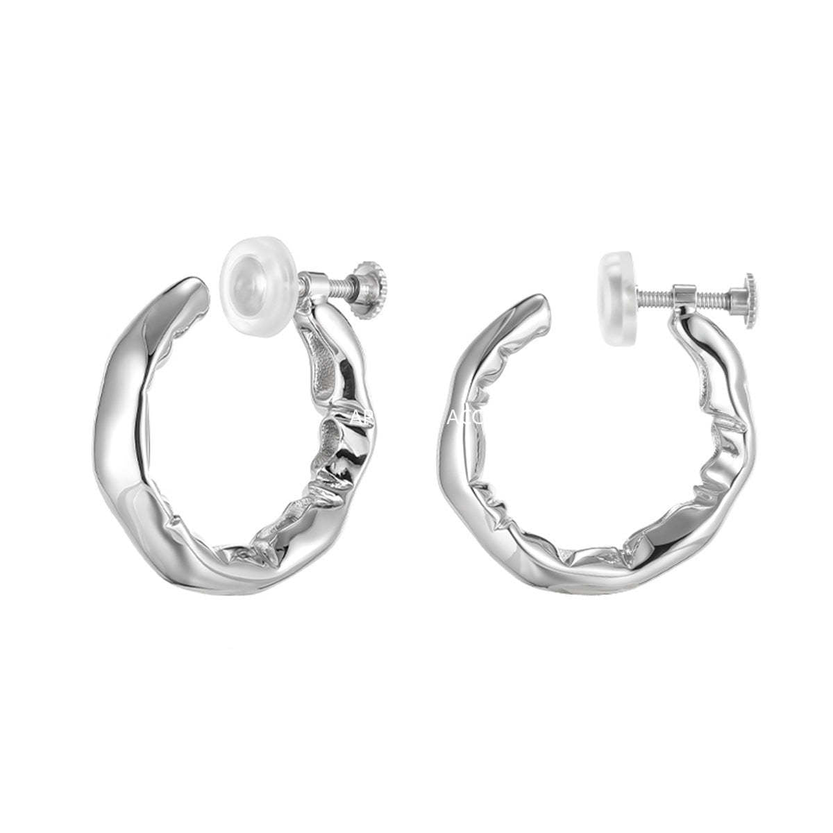 A관 - 비대칭 민무늬 주름 귀찌 귀걸이 [EJ-25] 25.10-1