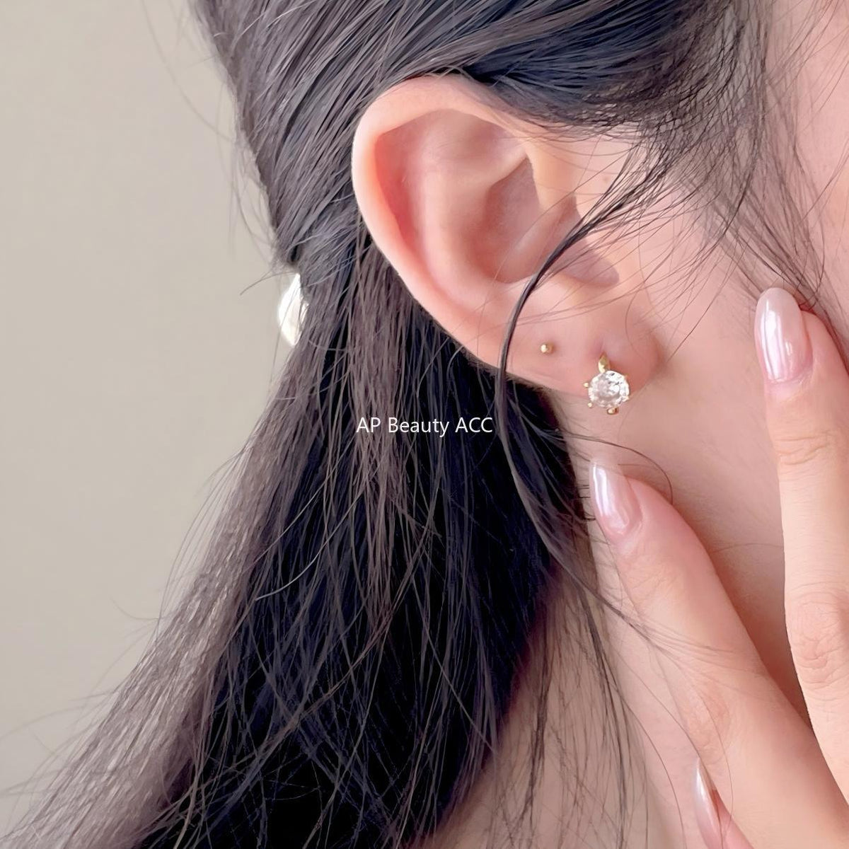 F관 - 925 실버 큐빅 후프 링 귀걸이 [C1414] 25.11-3