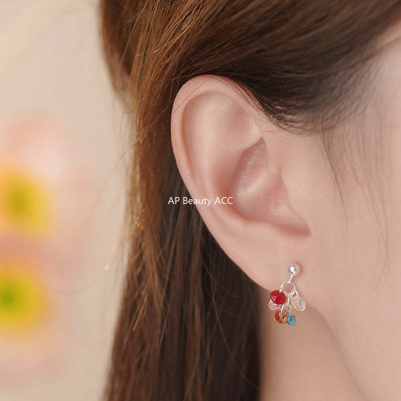 B관 - 925 실버 포도 컬러 큐빅 비즈 귀걸이 [YC4885E_2] 25.09-4