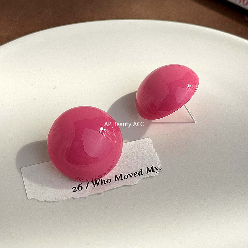 C관 - 로즈핑크 원형 레진 러블리 감성 디자인 귀걸이 [5674] 25.03-1