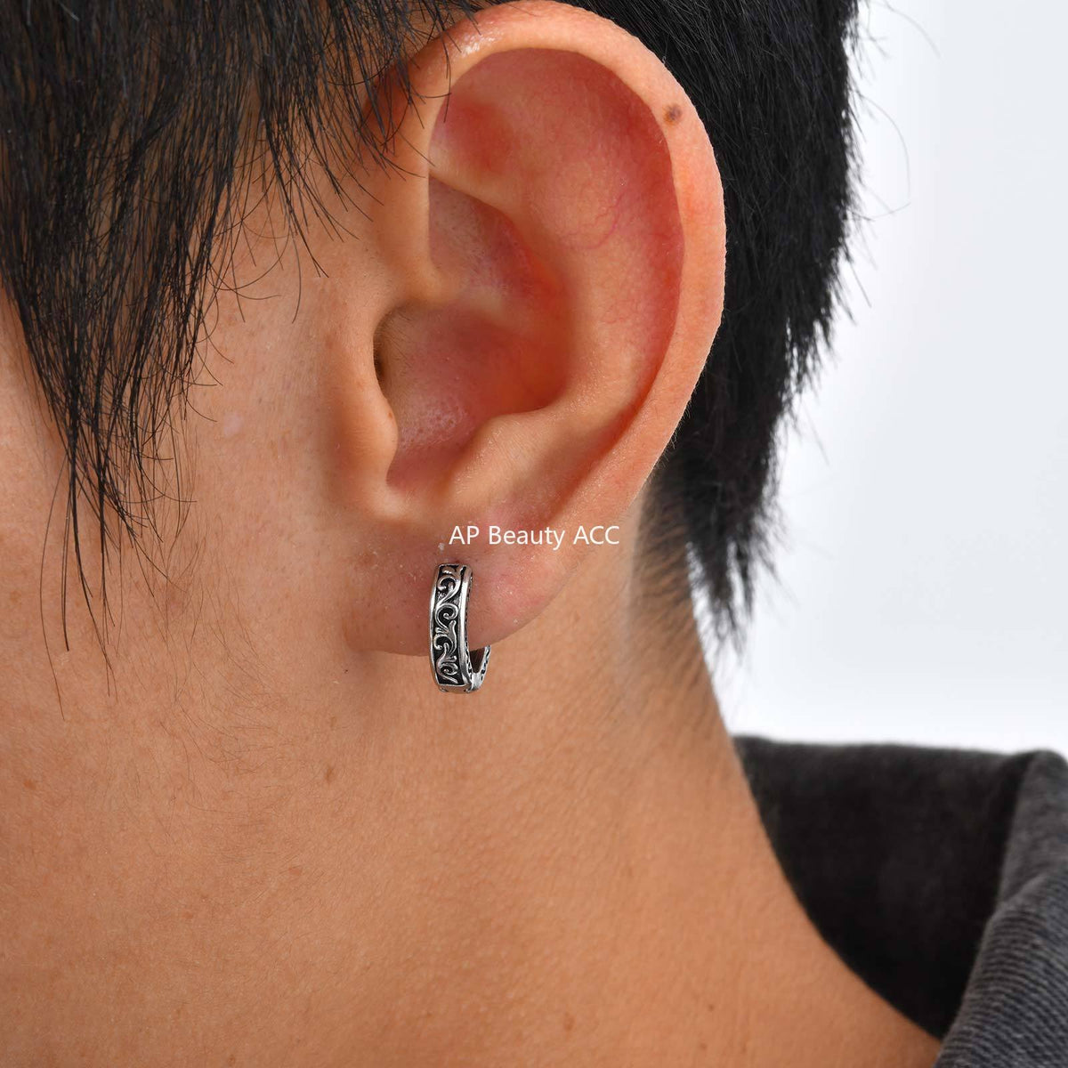 G관 - 스테인리스 스틸 빈티지 컬러 패턴 링 귀걸이 [EH-839] 25.12-1