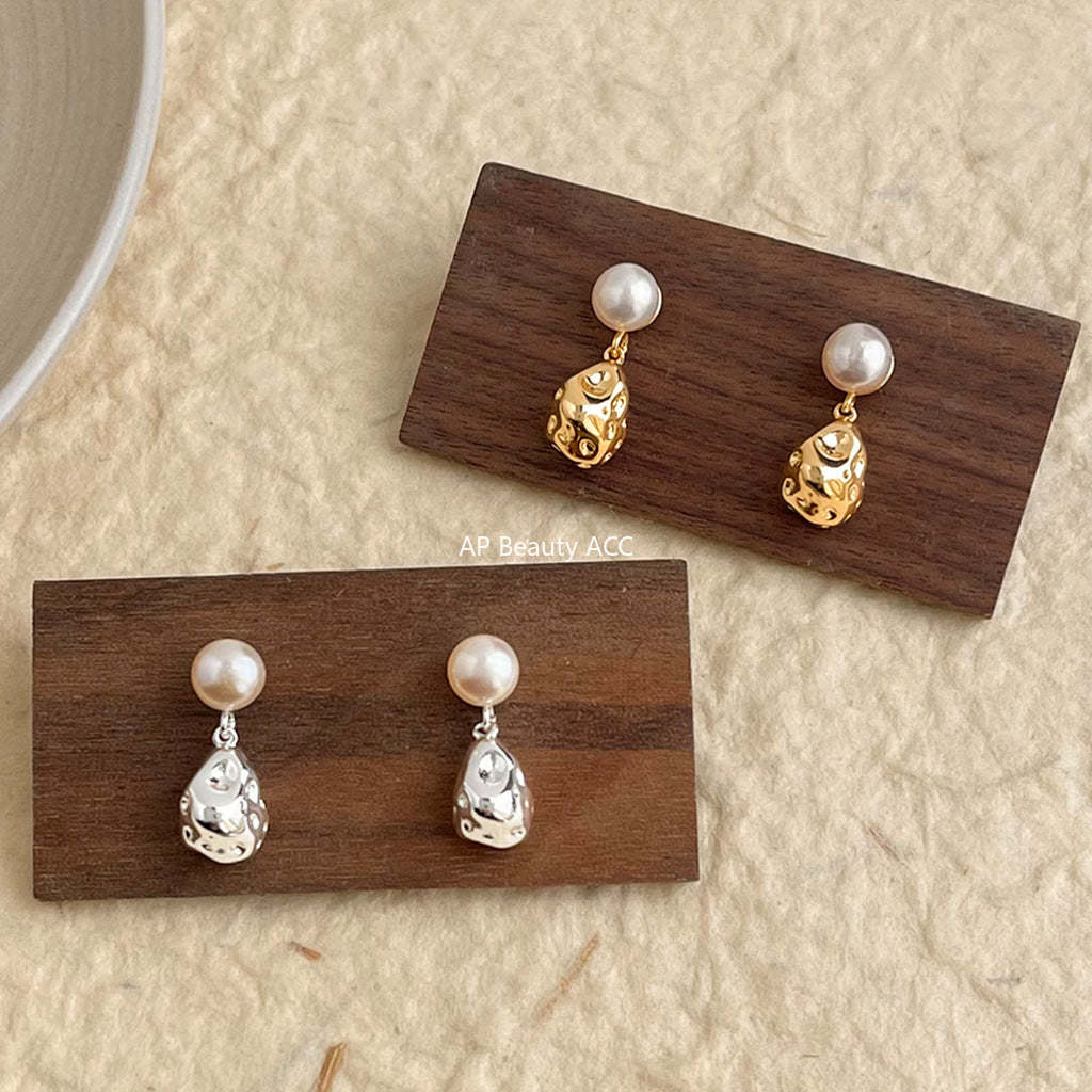 C관 - 14K 도금 925 은침 담수 진주 귀걸이 [5313-5314] 25.02-3