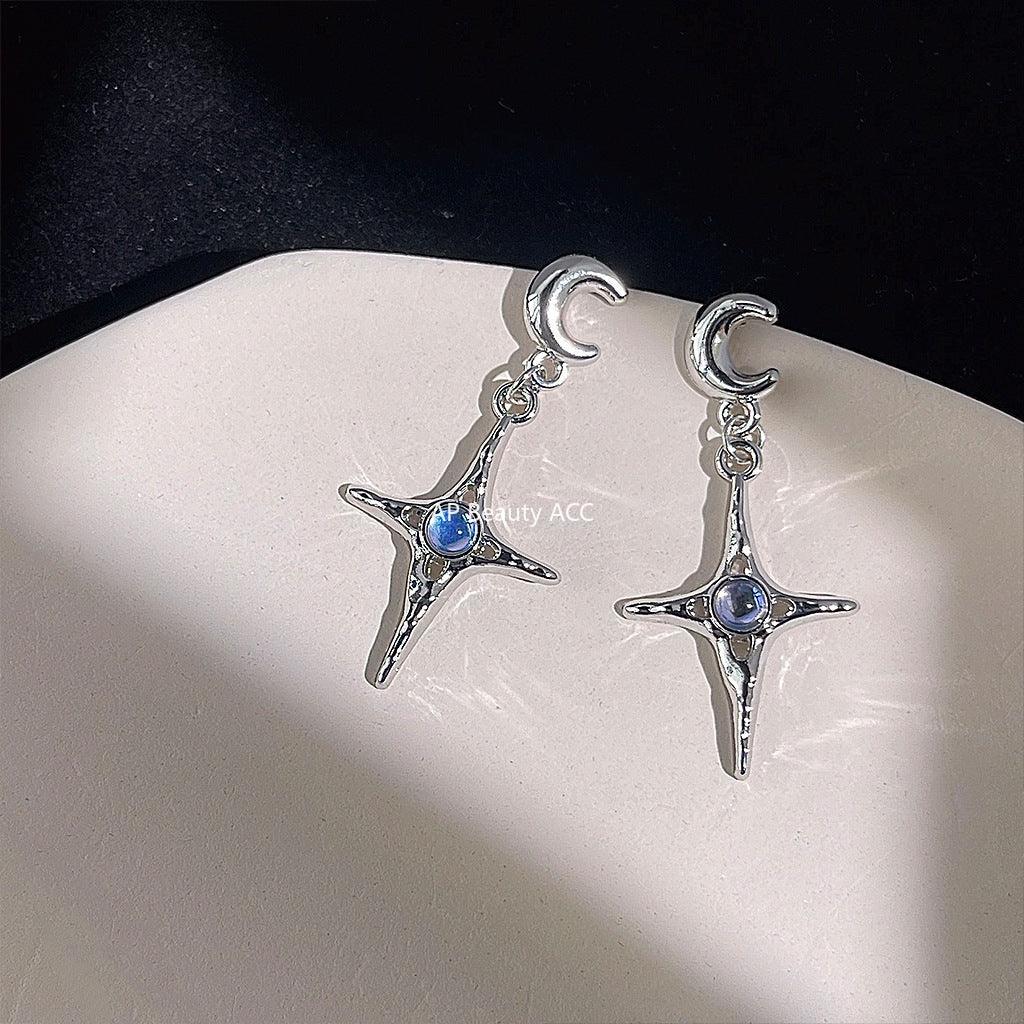 C관 - 별 달 디자인 인스타 감성 유니크 실버 롱 귀걸이 [B-590] 24.03-3