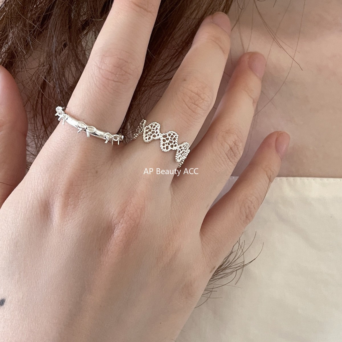 A관 - 925 실버 레이스 리본 디자인 오픈형 반지 [JZ-0726] 25.11-1