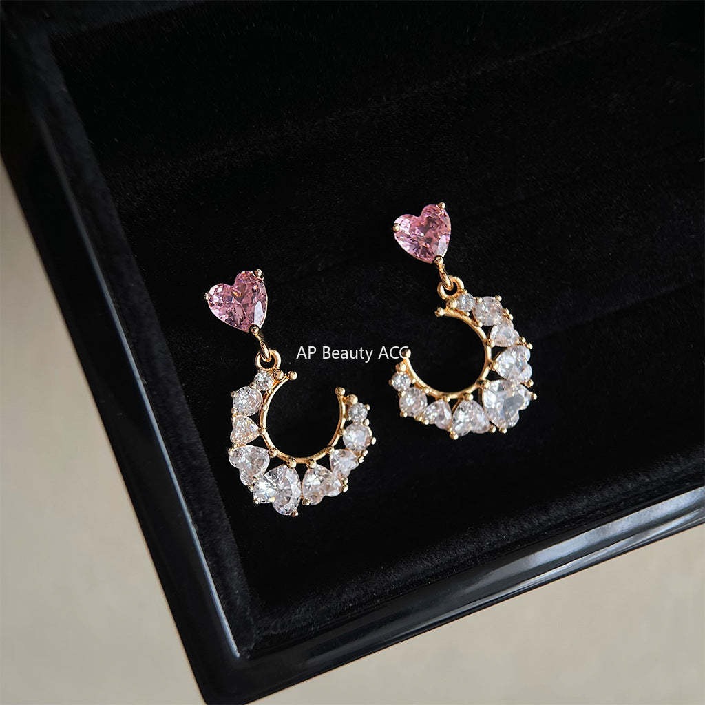 C관 - 달 모양 미니 큐빅 심플 세련된 14K 도금 귀걸이 [4328] 24.06-3