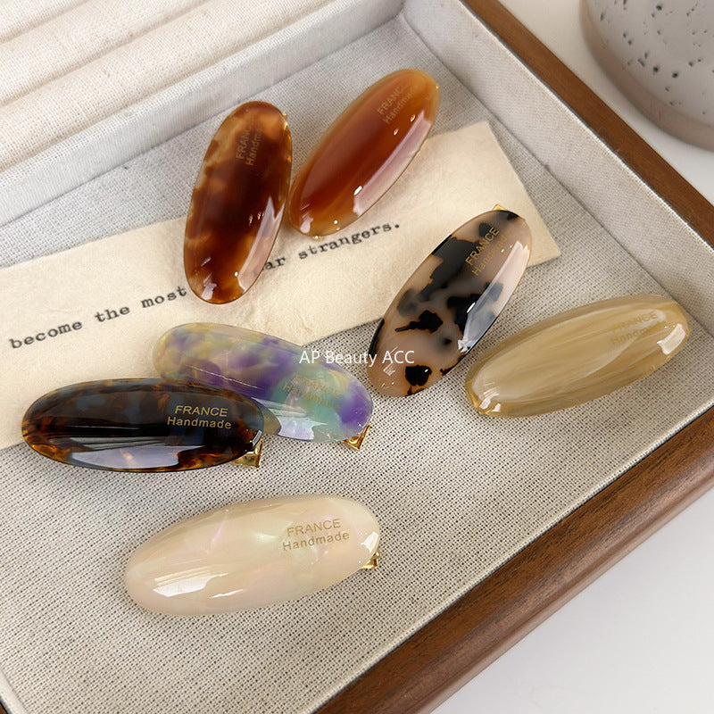 E관 - 프렌치 타원형 셀룰로이드 소형 헤어핀 [24383] 25.10-2