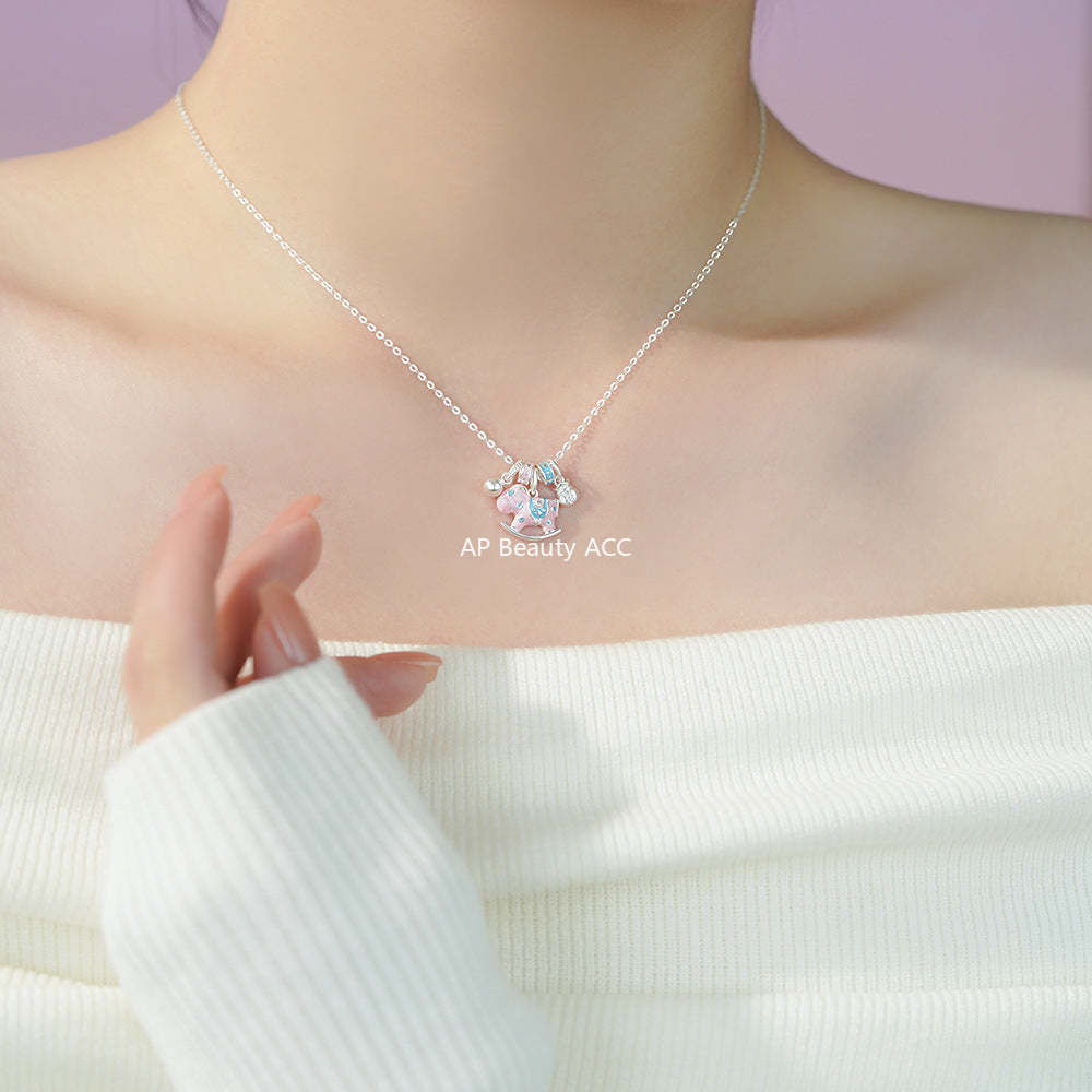 B관 - 999 실버 흔들 목마 디자인 펜던트 목걸이 [YC1589N_1] 25.12-1