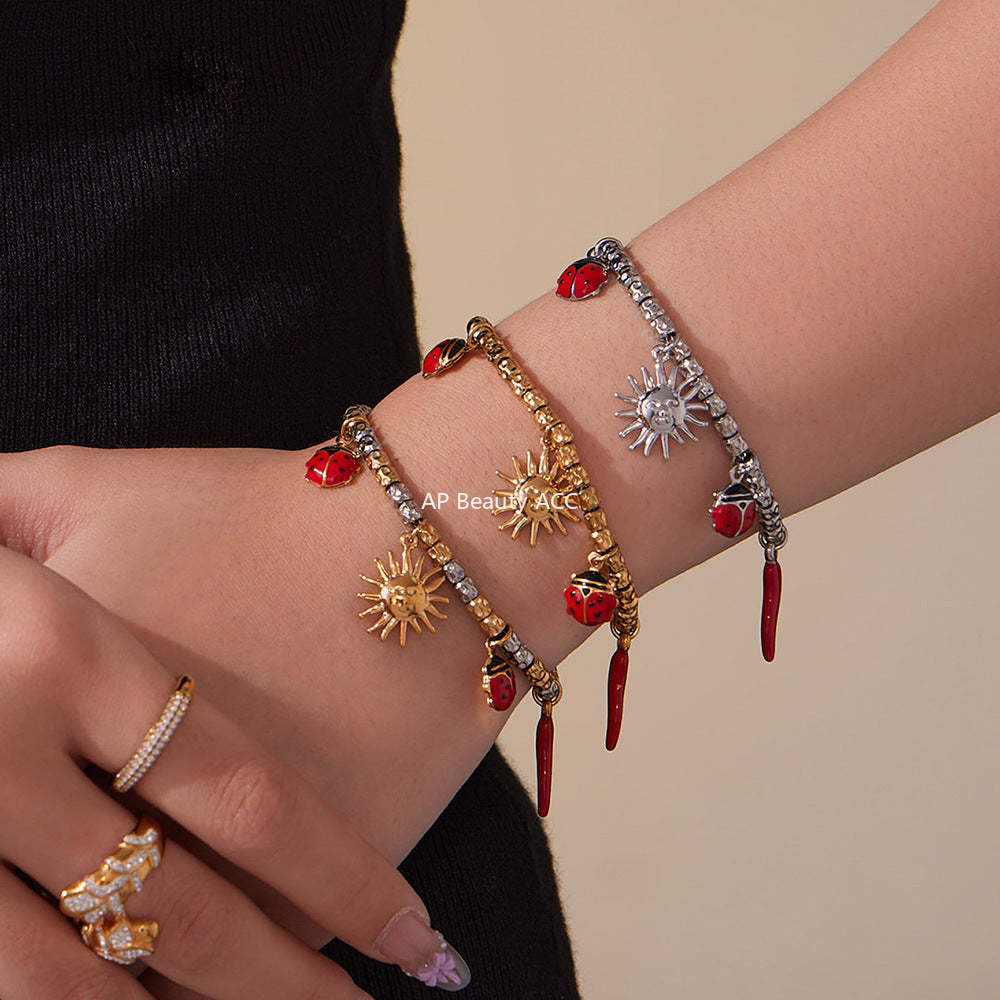 D관 - 스테인리스 18K 도금 멀티 펜던트 스틸 비즈 팔찌 [E699-E700] 25.10-5