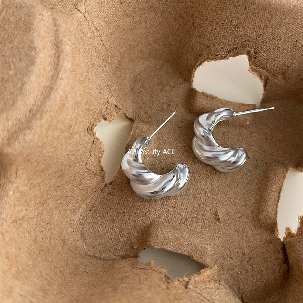 C관 - 프렌치 고급스러운 백금 도금 은침 귀걸이 [4092] 24.05-3
