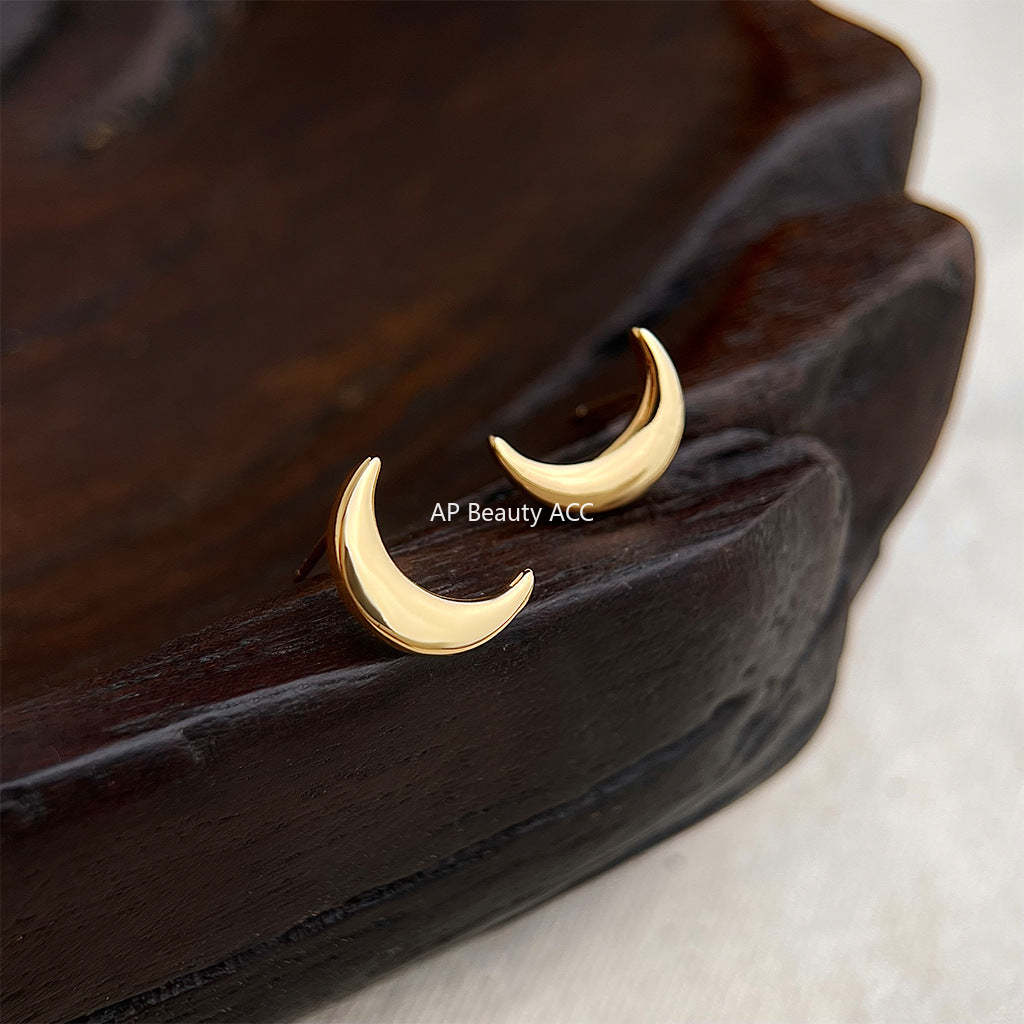 C관 - 초승달 디자인 14K 도금 925 은침 미니멀 귀걸이 [5687] 25.03-2