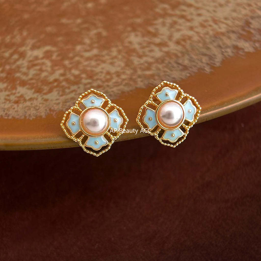 C관 - 문양 패턴 진주 925 은침 귀걸이 [7151] 25.12-1