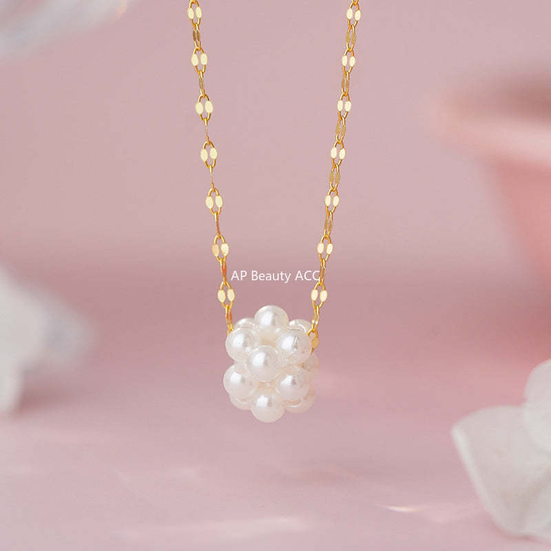 B관 - 925 실버 플라워 진주 볼 목걸이 [YC2663N_1] 25.09-4
