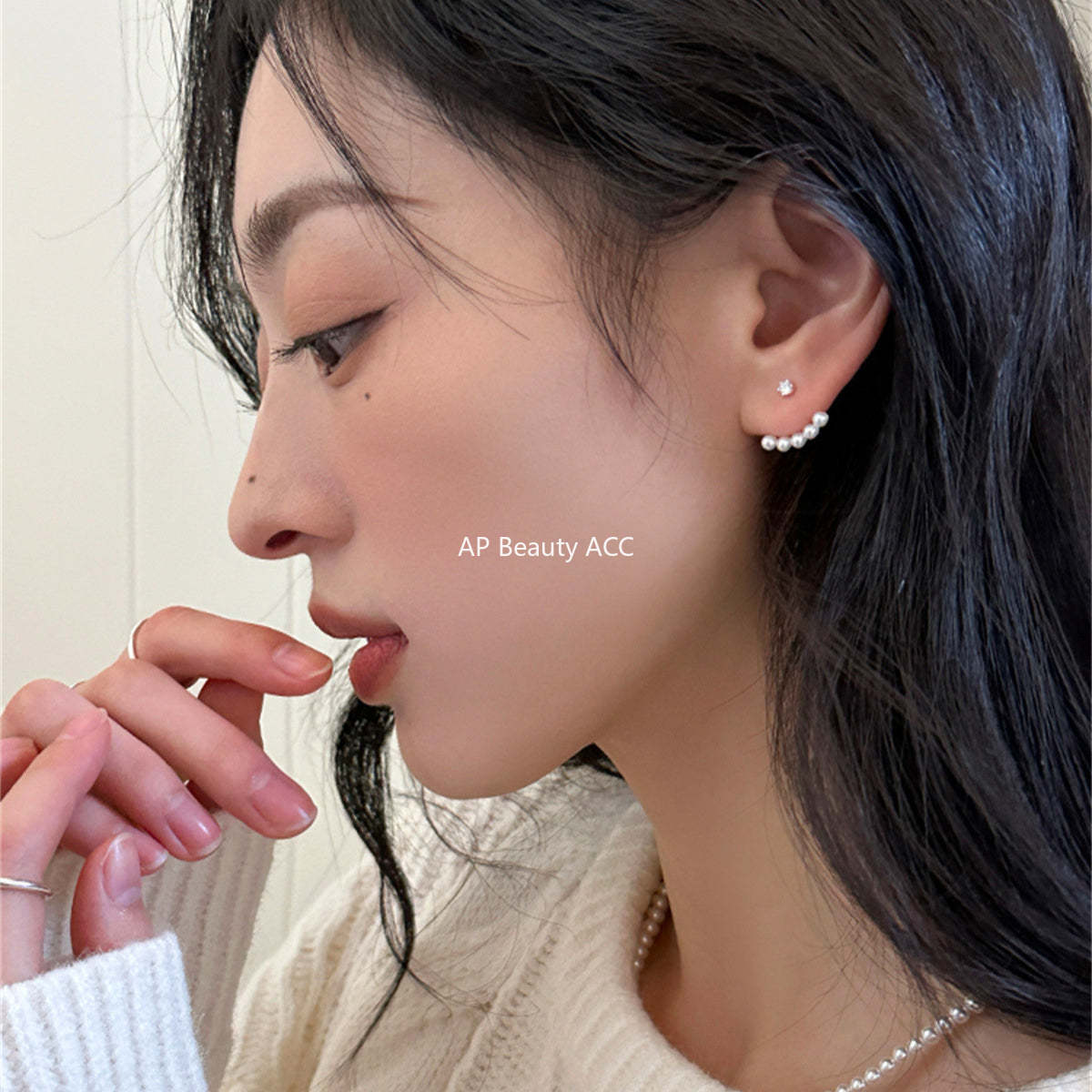 A관 - 925 은침 진주 드롭형 큐빅 귀걸이 [EH-3553] 25.05-4