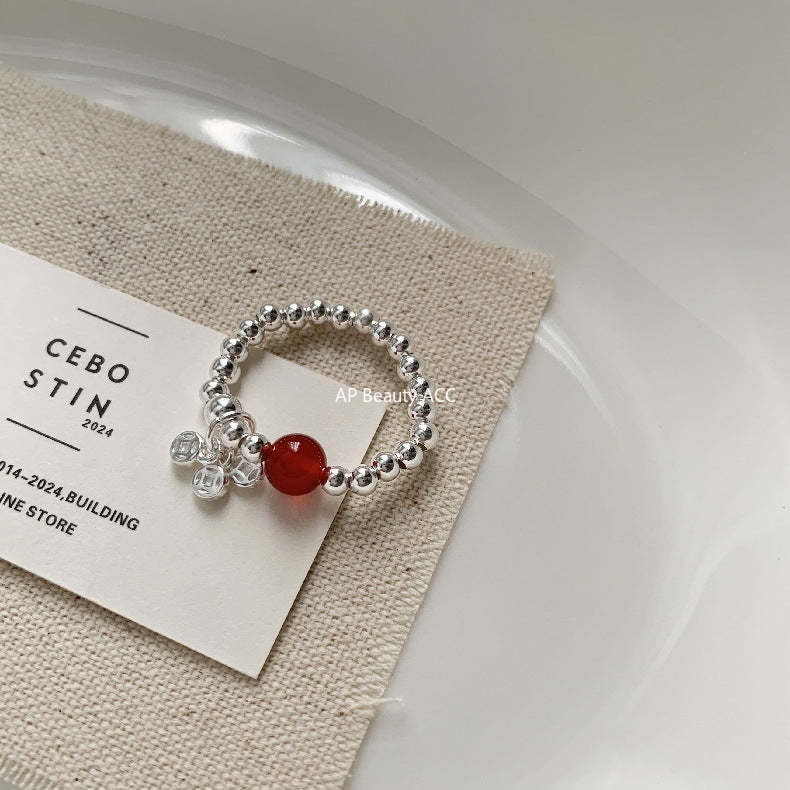 A관 - 미니 펜던트 홍마노 925 실버 비즈 반지 [1520-1527] 25.11-3