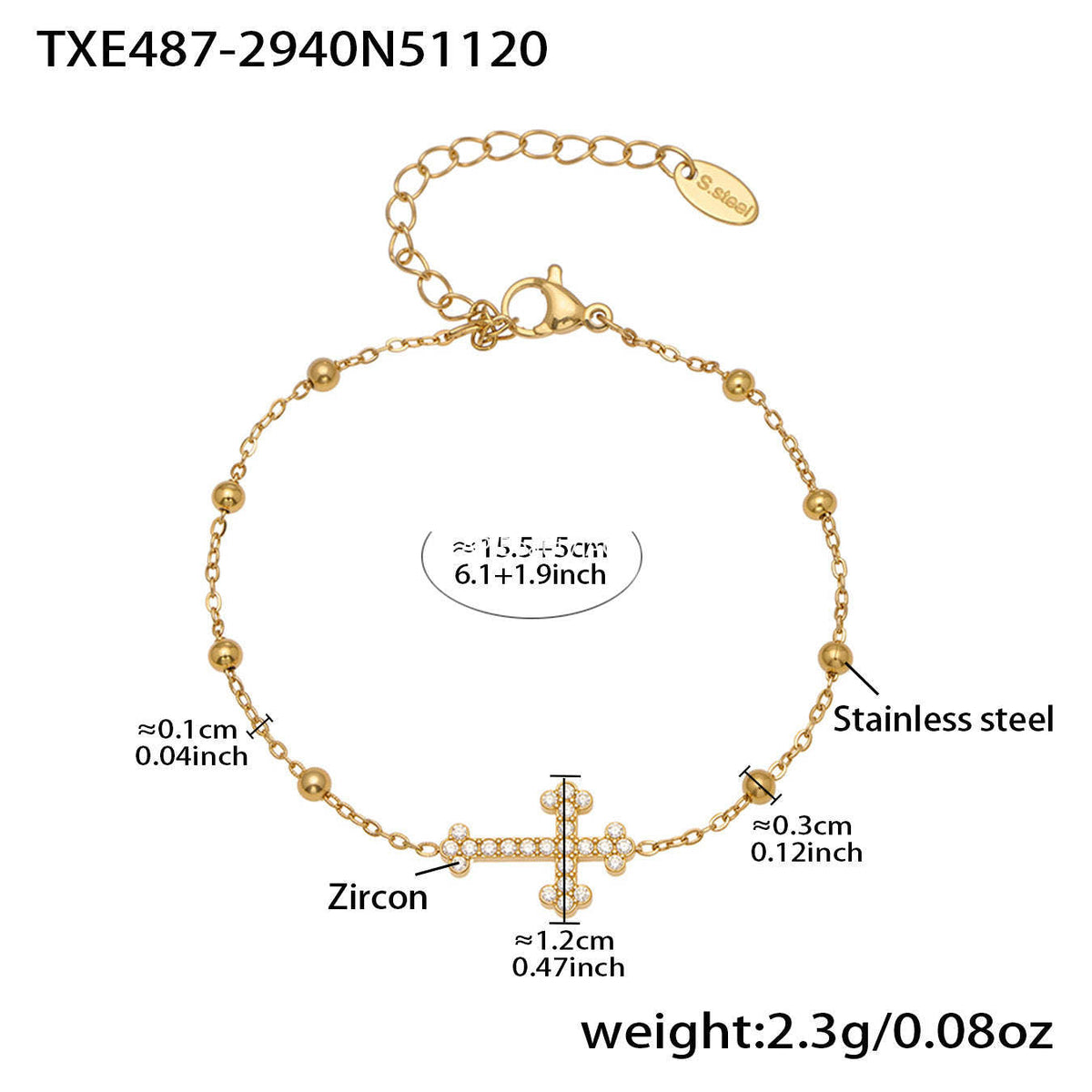 D관 - 스테인리스 스틸 십자가 큐빅 펜던트 목걸이 팔찌 귀걸이 반지 [TXP487] 25.11-4