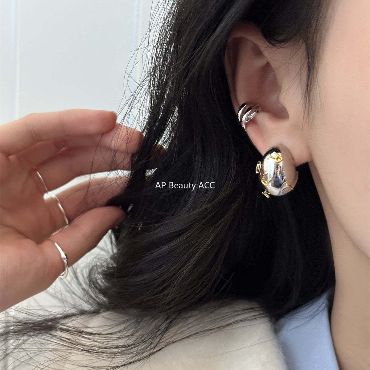 A관 - 타원 알파벳 디자인 925 은침 귀걸이 [EH-3611] 25.06-2