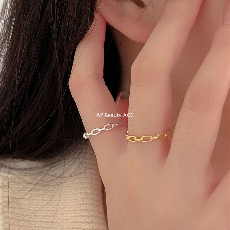 F관 - 925 실버 체인 디자인 오픈형 반지 [J1427] 25.10-1