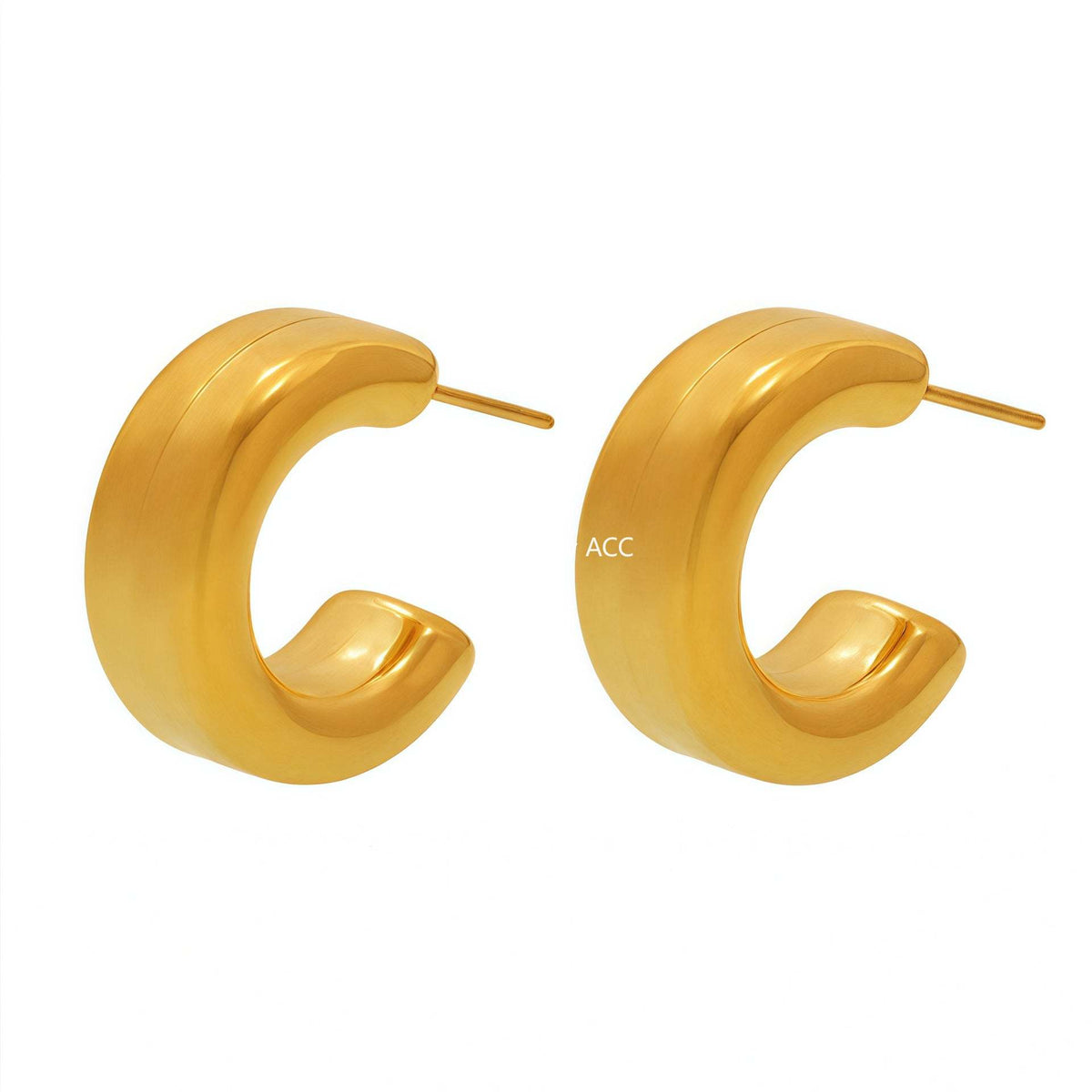 D관 - 20mm C형 18K 도금 스테인리스 스틸 귀걸이 [F729] 25.03-4