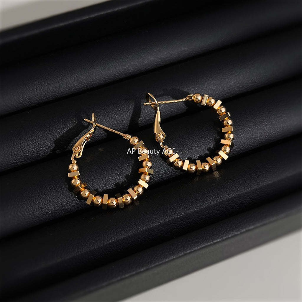 C관 - 14K 도금 텍스처 실버 링 은침 귀걸이 [5737-5738] 25.03-3