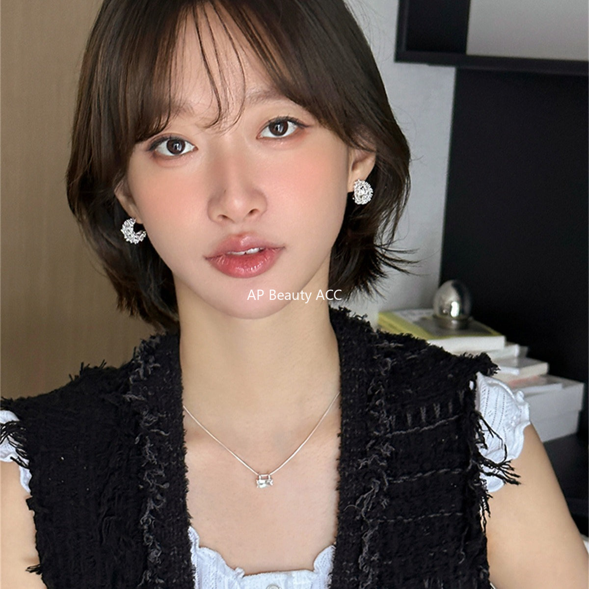 A관 - 도트 눈꽃 디자인 큐빅 귀걸이 [EH-4201] 25.10-3