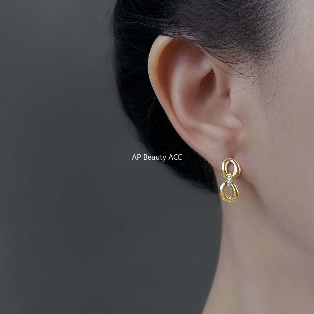 C관 - 925 은침 14K 도금 큐빅 8자 드롭 귀걸이 [6967] 25.10-4