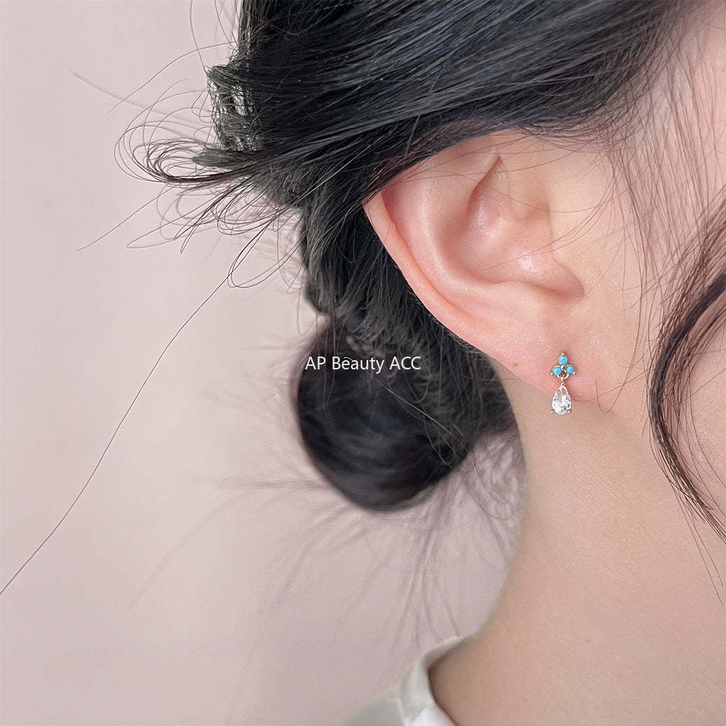 C관 - 14K 도금 미니 물방울 은침 귀걸이 [4191] 24.05-5