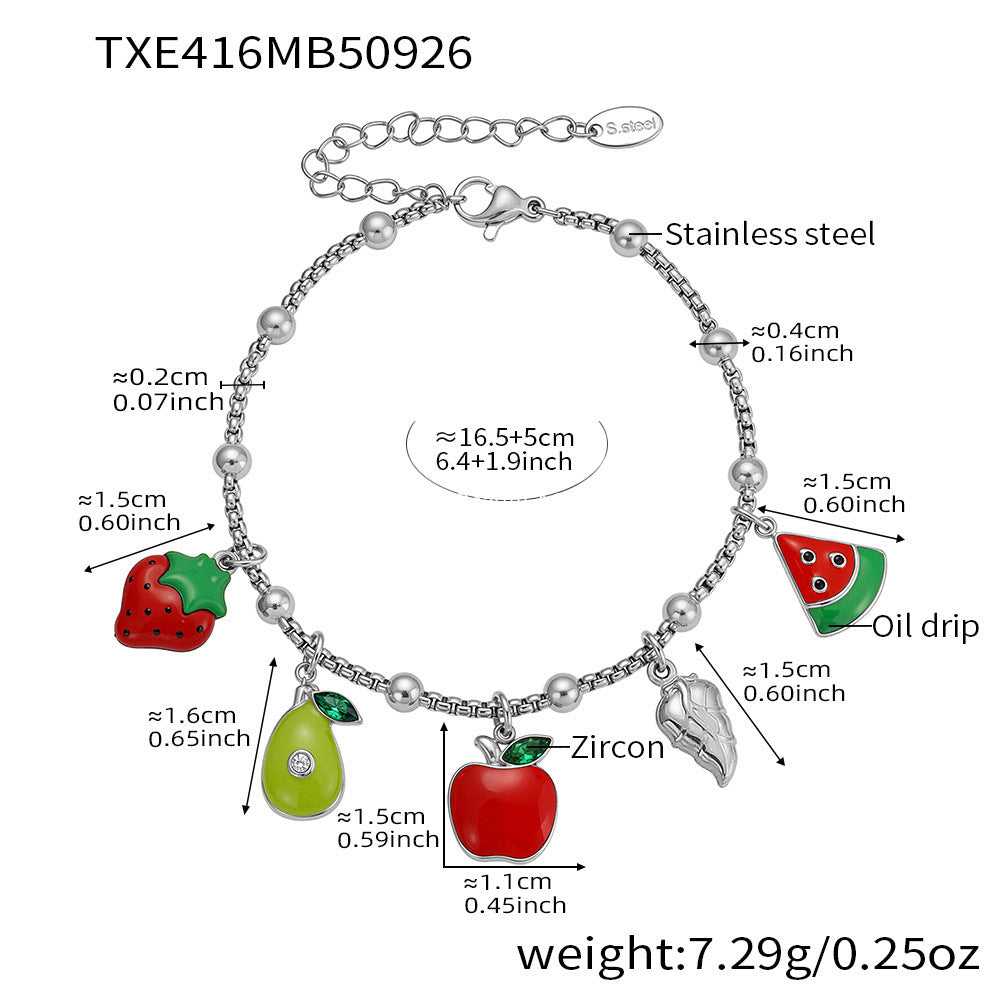 D관 - 스테인리스 스틸 과일 큐빅 펜던트 목걸이 팔찌 발찌 [TXP416] 25.10-1