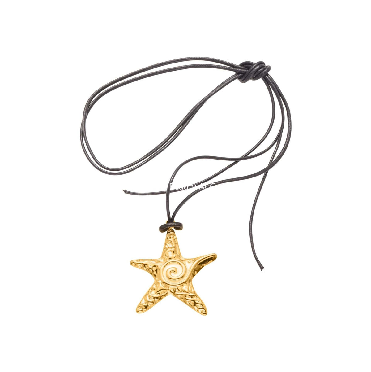 D관 - 18K 도금 스테인리스 스틸 블랙 스트랩 불가사리 펜던트 목걸이 [P1615] 25.10-4