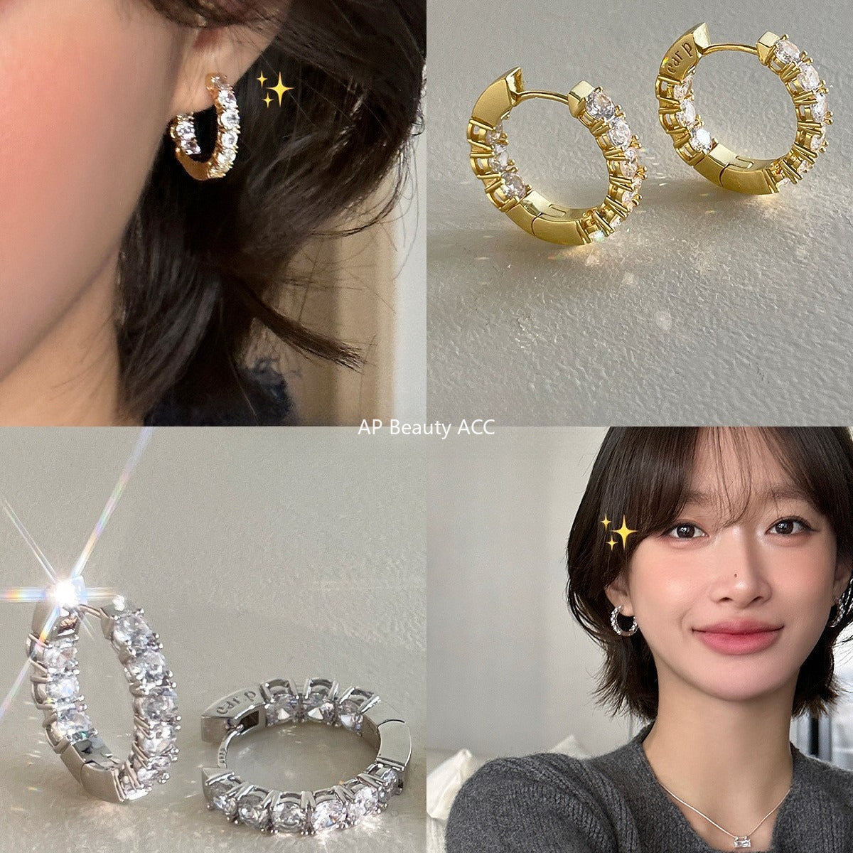 A관 - 925 은침 풀큐빅 링 귀걸이 [EH-4202] 25.10-3