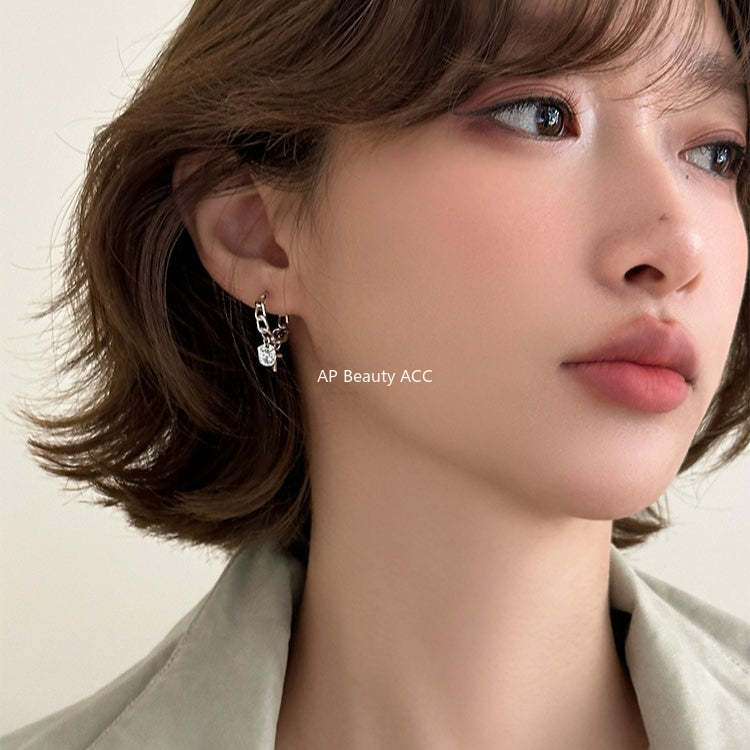 A관 - 925 은침 십자가 드롭 링 귀걸이 [EH-4270] 25.11-4