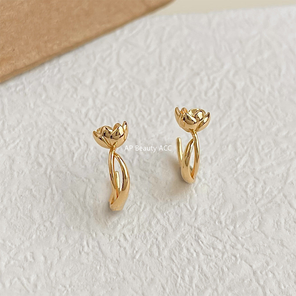 C관 - 925 은침 미니멀 장미 플라워 스터드 귀걸이 [6694] 25.10-1