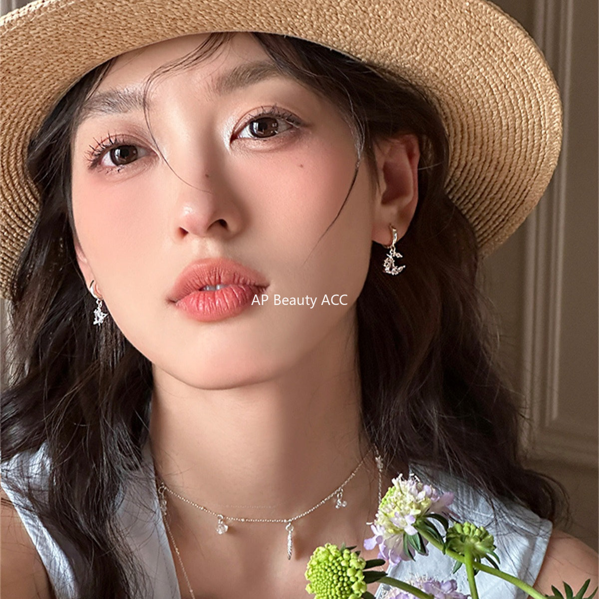 A관 - 별 달 비대칭 큐빅 링 귀걸이 [EH-4137] 25.10-1