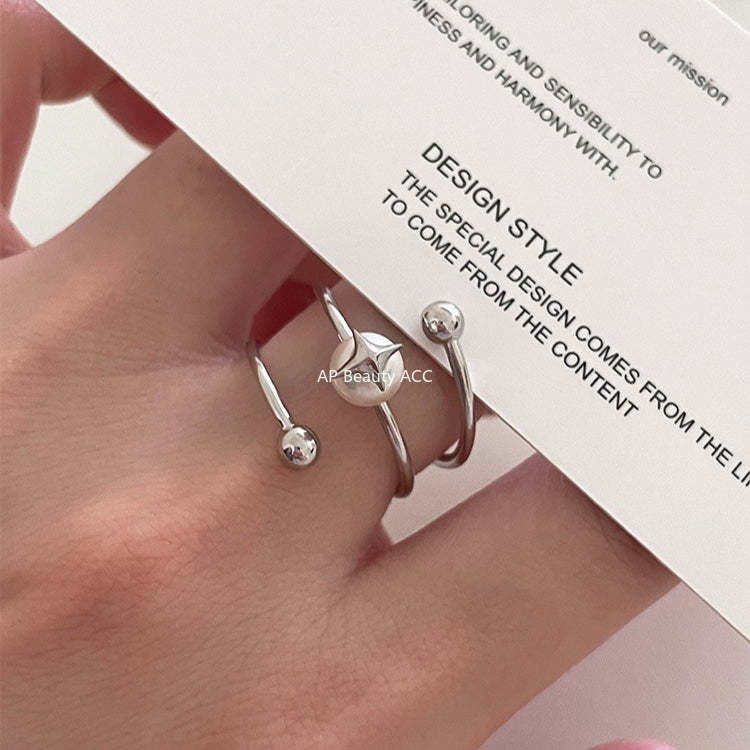 A관 - 925 실버 진주 사각별 회전 라인 디자인 반지 [JZ-0715] 25.10-5