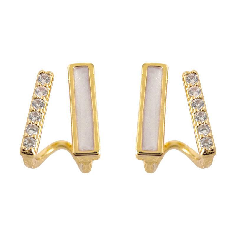 C관 - 큐빅 기하학 라인 14K 도금 모던 심플 귀걸이 [3617] 24.03-1