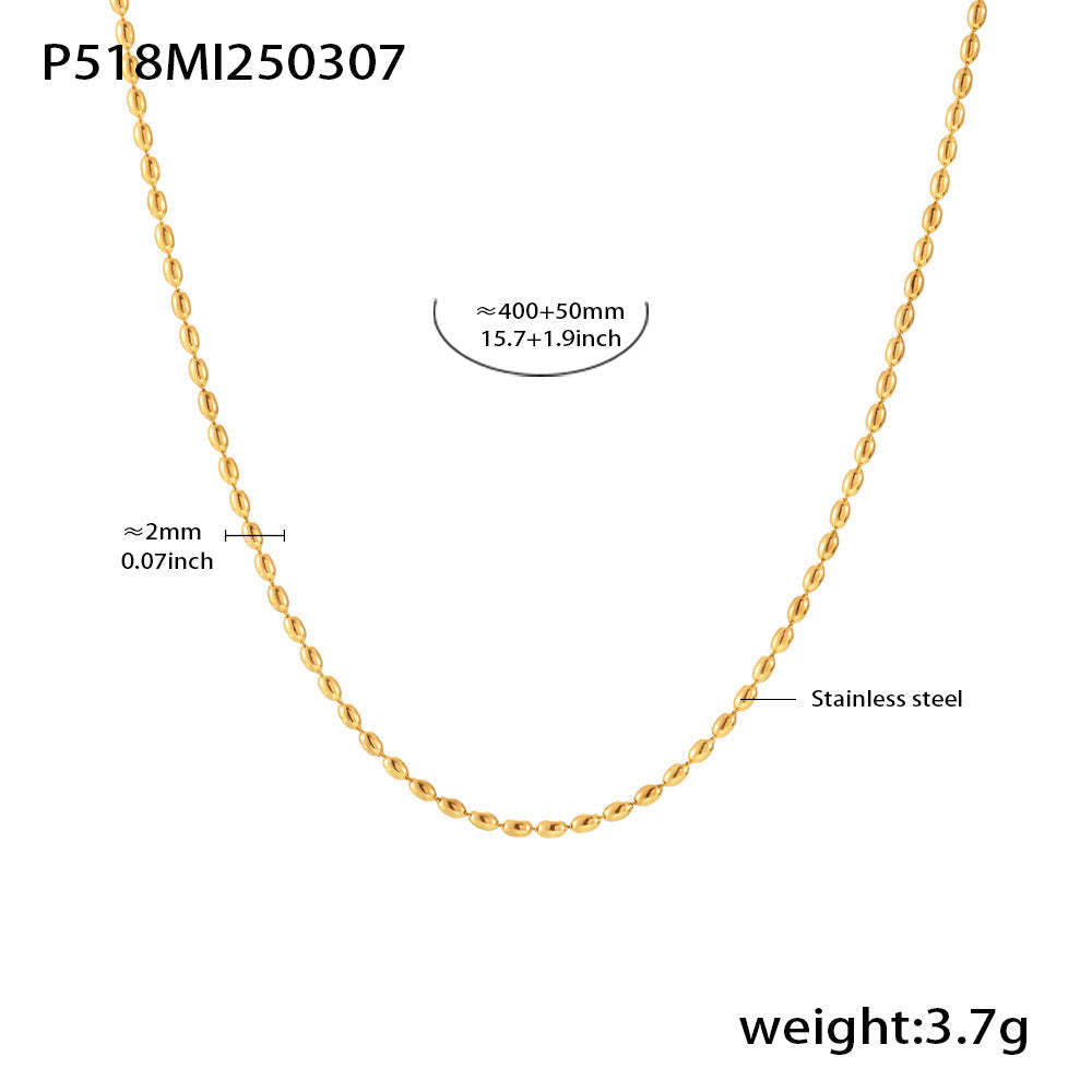 D관 - 18K PVD 도금 직사각 큐빅 레이어드 스테인리스 스틸 목걸이 [P516-P518] 25.03-2
