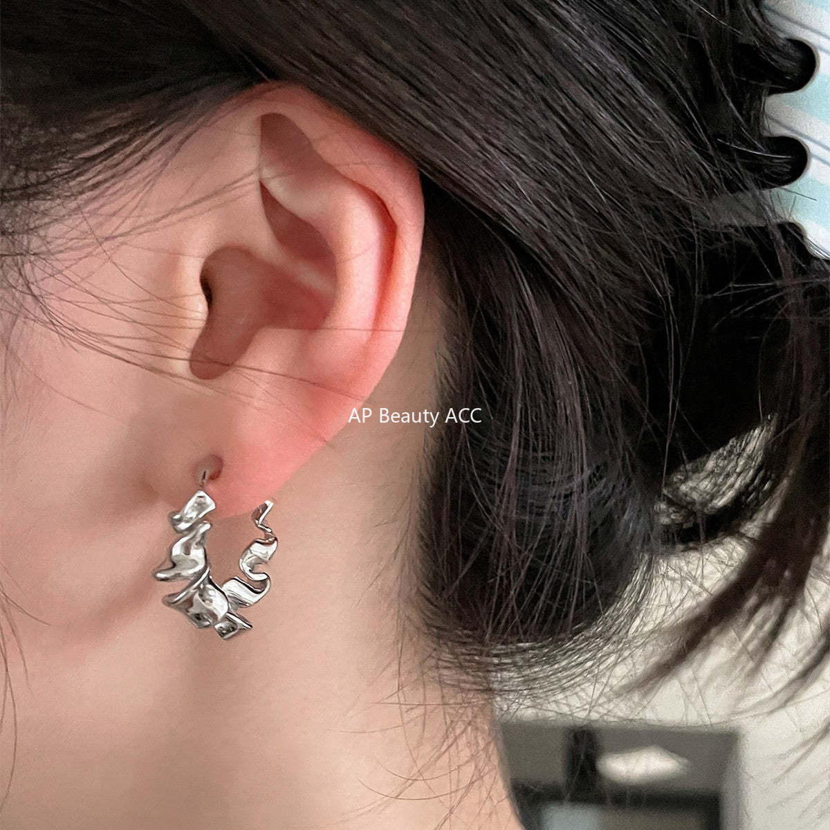 A관 - 비정형 크링클 주름 모양 귀찌 귀걸이 [EJ-59] 25.12-1