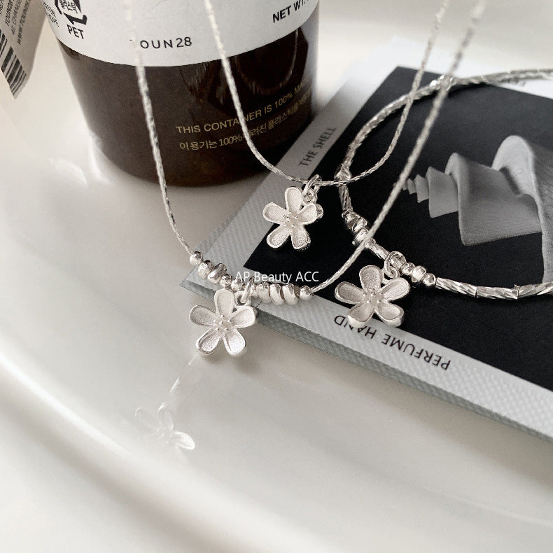 A관 - 925 실버 조각 플라워 대나무 마디 디자인 팔찌 목걸이 [1537-1538] 25.11-2