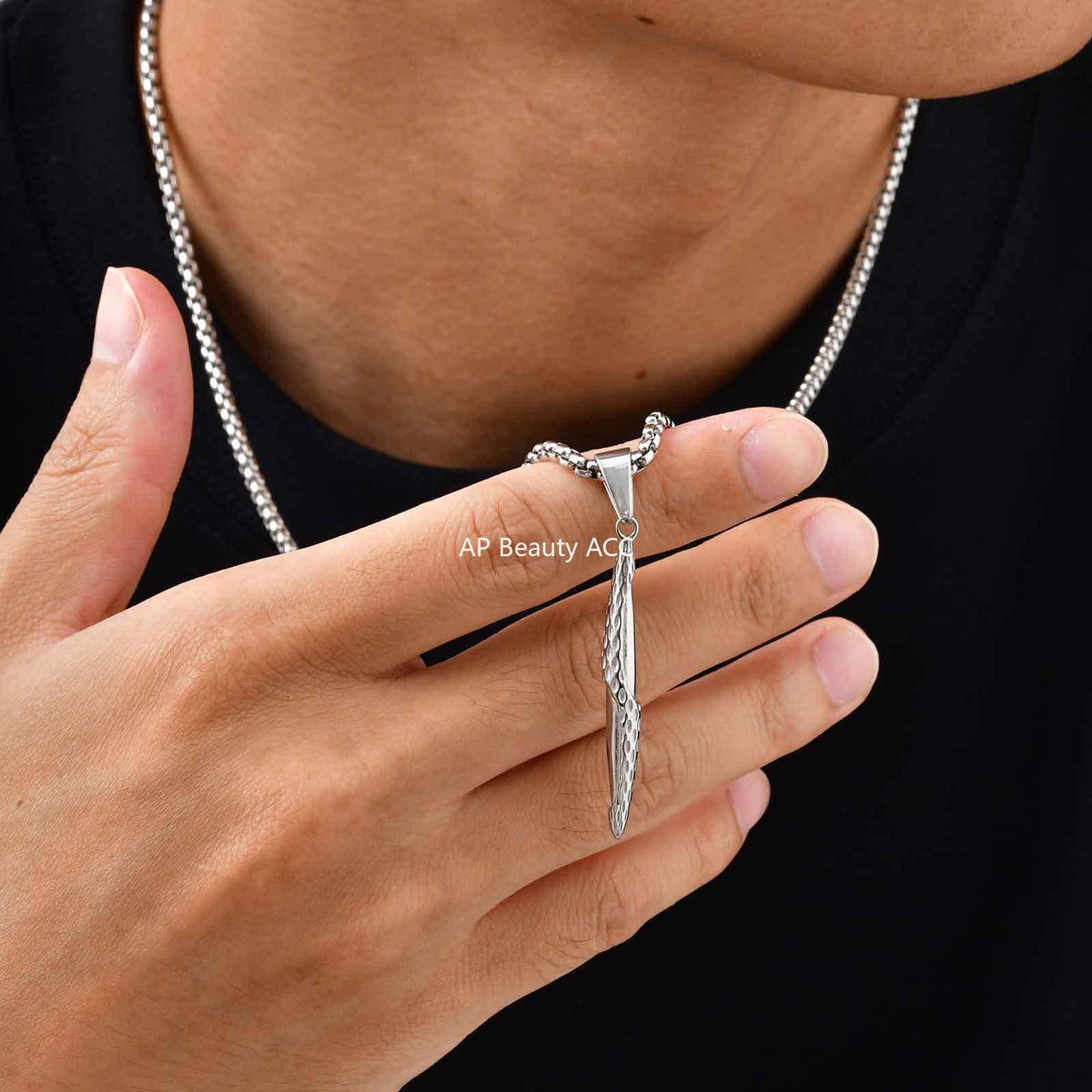 G관 - 스테인리스 총알 펀칭 나선형 펜던트 목걸이 [PN-2217] 25.11-1