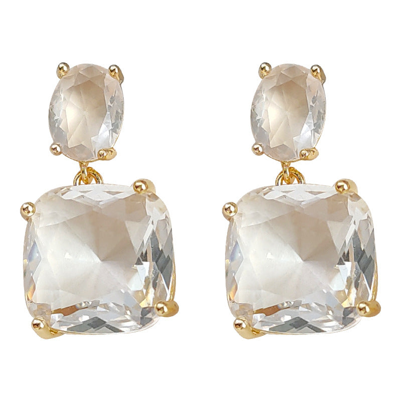 C관 - 925 은침 프렌치 스타일 투명 기하학 디자인 고급스러운 귀걸이 [2743] 24.01-2