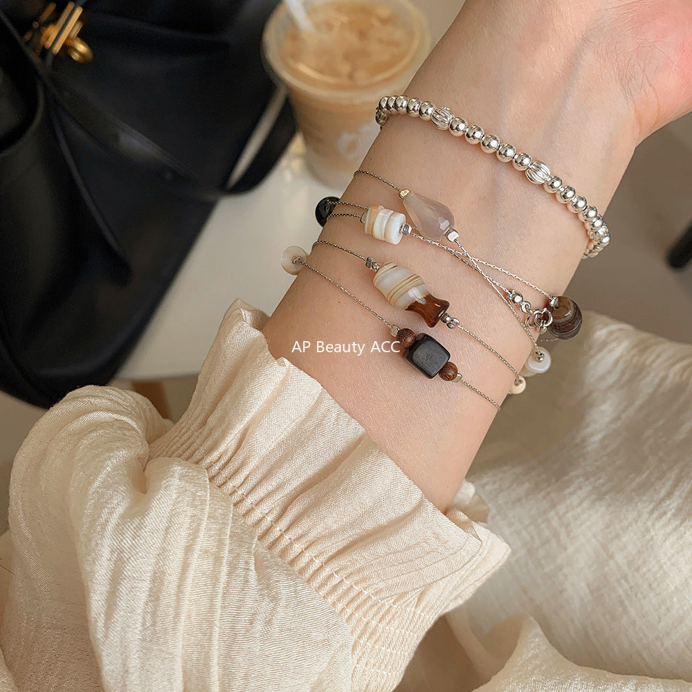 A관 - 925 실버 천연 마노 연수정 비즈 목걸이 [1459-1460] 25.10-3