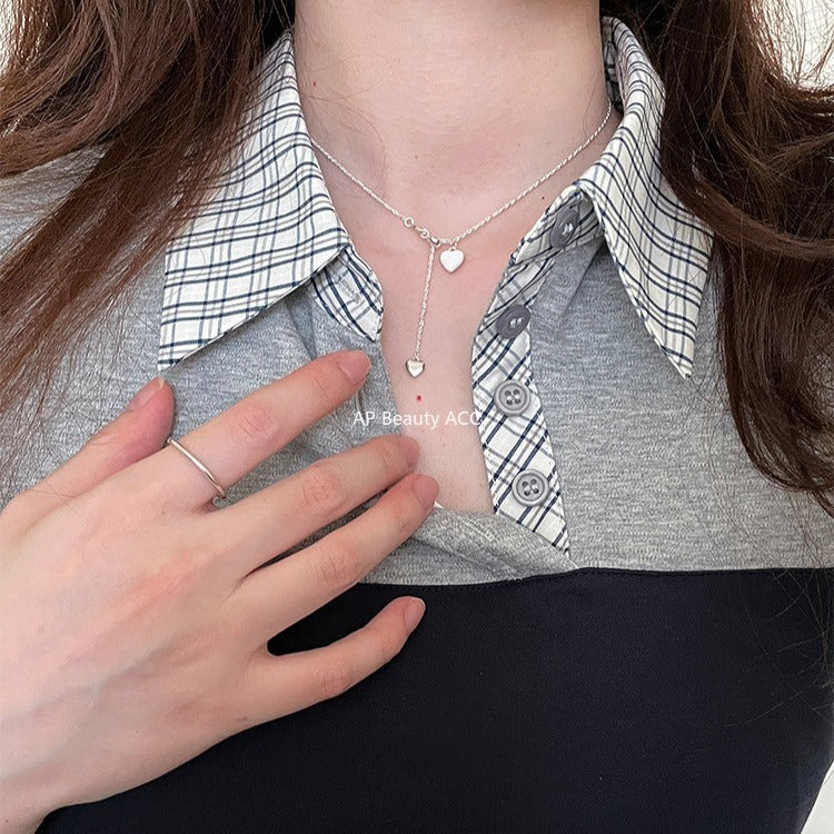 A관 - 925 실버 슬라이드 하트 펜던트 목걸이 [XL-1222] 25.11-1