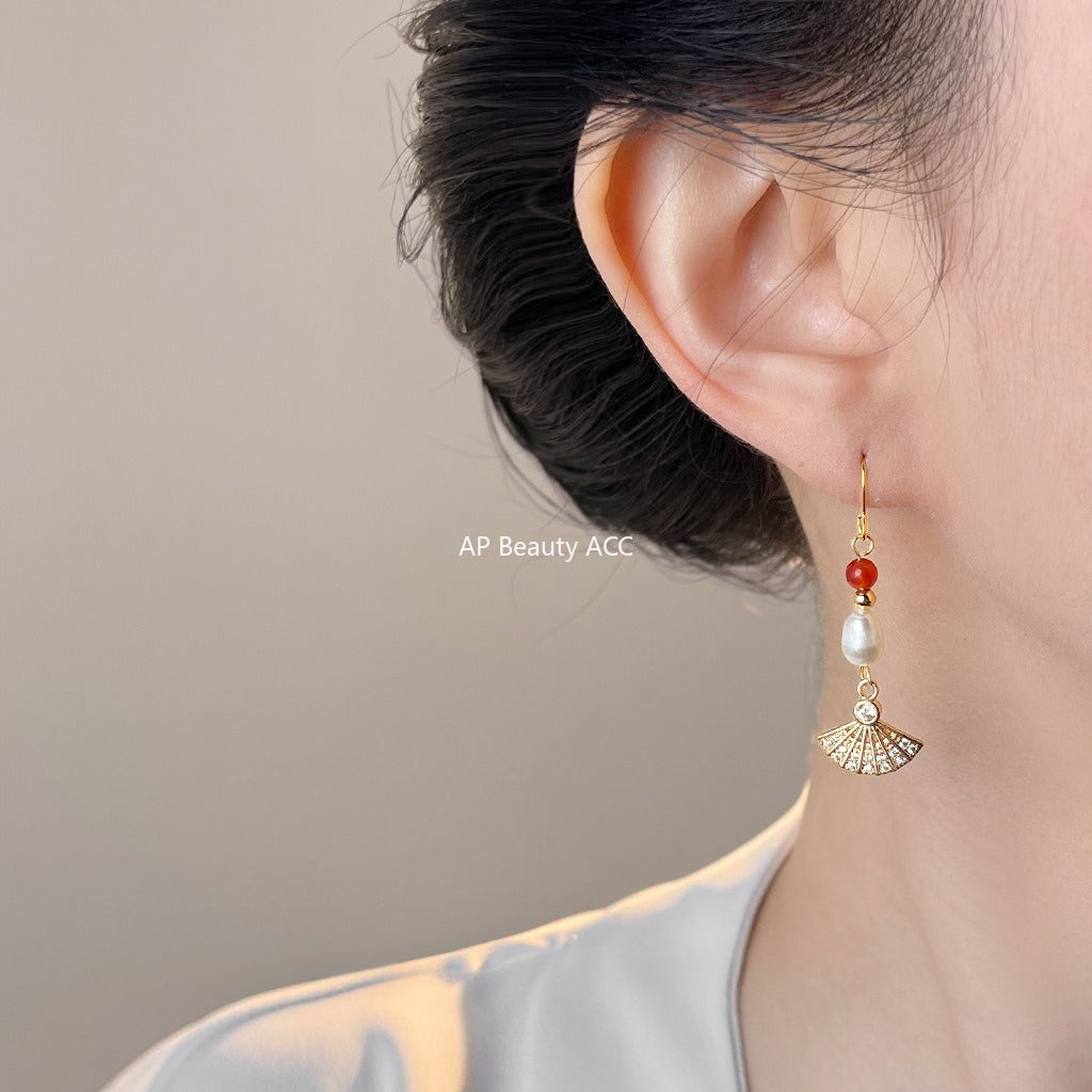 C관 - 핸드메이드 담수진주 미니 큐빅 드롭 후크형 귀걸이 [7025] 25.11-1