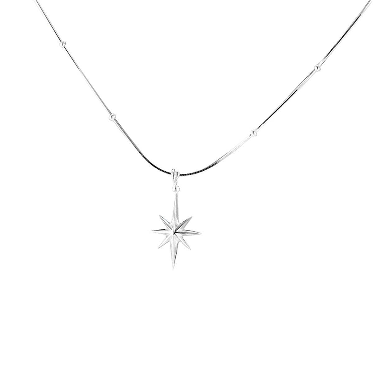 A관 - 925 실버 팔각별 펜던트 목걸이 [XL-1202] 25.09-4