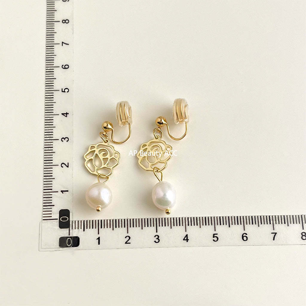C관 - 담수 진주 골드 도금 나선형 이어커프 귀걸이 [EJ0203P] 25.02-3