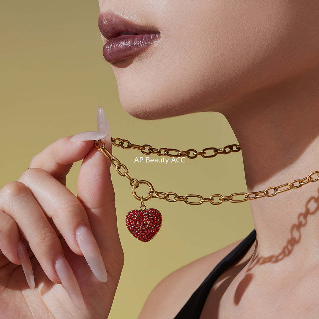 D관 - 18K 도금 스테인리스 스틸 큐빅 왕관 하트 반지 귀걸이 목걸이 [TXP450] 25.10-4