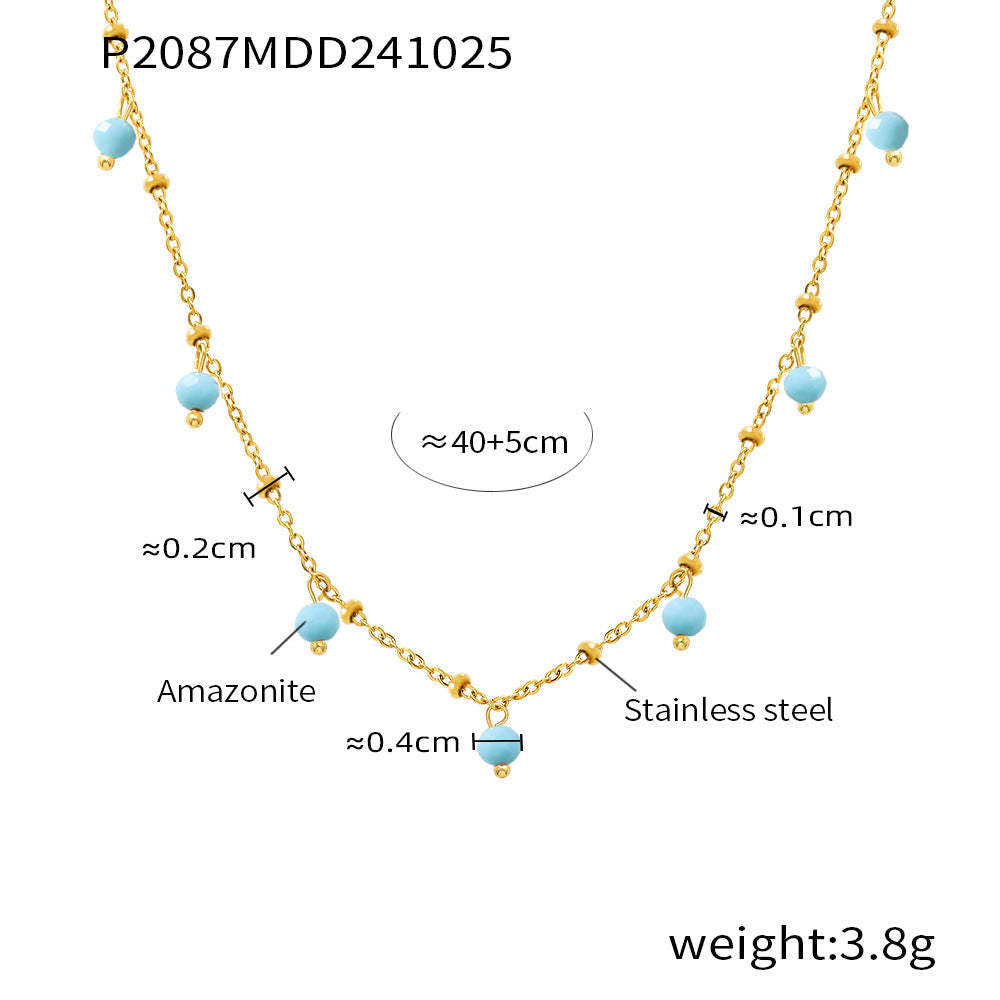 D관 - 핸드메이드 천연석 작은 비즈 초슬림 18K 도금 변색 방지 더블 레이어 목걸이 [P2087-P1694] 24.11-1