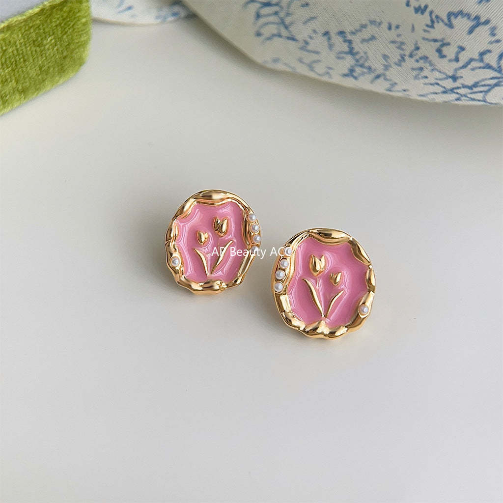 C관 - 여름 새 디자인 튤립 14K 도금 은침 귀걸이 [4114-4116] 24.05-3