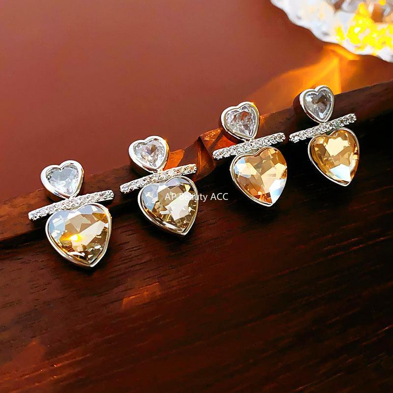 C관 - 실버 큐빅 하트 심플 유니크 인스타 감성 귀걸이 [E18875] 24.02-1